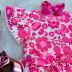 Vestido Infantil Momi Rosa Neon Floral Manga Flutuante Bordado