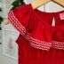 Vestido Infantil Momi Vermelho Bordado Maquinetado Babados