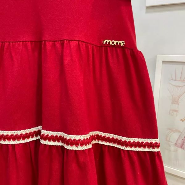 Vestido Infantil Momi Vermelho Gola Inglesa Bordada na EuroBabyKids