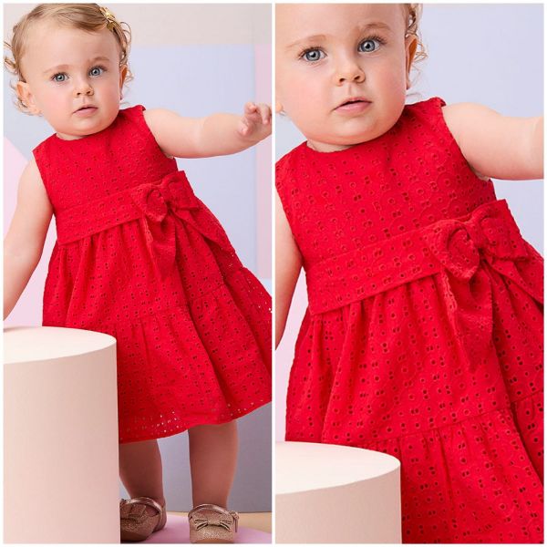 Vestido Infantil Momi Vermelho com Laço de Laise