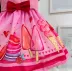 Vestido Infantil Mon Sucré Rosa Estampado Sorvetinhos e Docinhos com Calcinha  