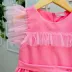 Vestido Infantil Mon Sucré Rosa Tule com Camadas Manga Fru Fru Cinto Tule