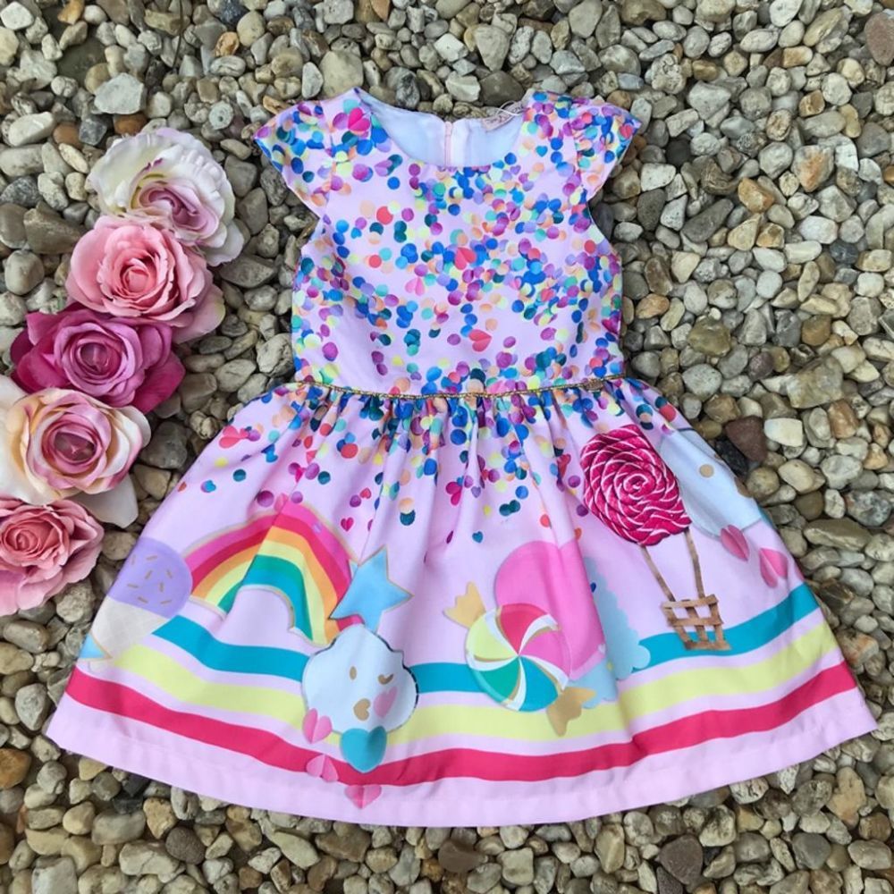 vestido infantil tema arco iris
