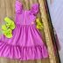 Vestido Infantil Petit Cherie Lilás com Alças de Babado  