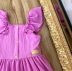 Vestido Infantil Petit Cherie Lilás com Alças de Babado  