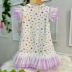 Vestido Infantil Petit Cherie Off White Lilás Manga Tule Floral Cachorrinha Laço Babados Strass