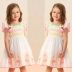 Vestido Infantil Petit Cherie Off White Manga Frufru Bordado Colorido Neon Ursinhos Amarração Costas