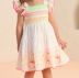 Vestido Infantil Petit Cherie Off White Manga Frufru Bordado Colorido Neon Ursinhos Amarração Costas