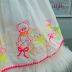 Vestido Infantil Petit Cherie Off White Manga Frufru Bordado Colorido Neon Ursinhos Amarração Costas