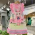 Vestido Infantil Petit Cherie Pink Manga Frufru Tule Brilho Pink Azul Strass Coelhinha