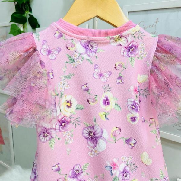 Vestido Infantil Princesa Barrado Moldura Floral Rosa Petit Cherie na  EuroBabyKids