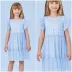 Vestido Infantil Petit Cherie Tons Azul Coração Sobrep. Tule Brilho Strass Babados