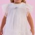 Vestido Infantil Petit Cherrie Off White Tule Com Babados e Paetê Holográficos Com Laço Prata