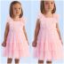 Vestido Infantil Petit Cherrie Rosa Pastel Em Tule Ombros Flutuantes Bufante Cinto Laço