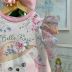 Vestido Infantil Petit Cherie Rosa Puce/ Off White Floral Xadrez Ombros Tule Strass Urso