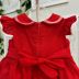 Vestido Infantil Petit Cherie Vermelho/Branco Bordados Babados