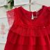 Vestido Infantil Petit Cherrie Vermelho Liso Em Tule Com Babados