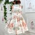 Vestido Infantil Pituchinhus Off-White Ursas Floresta Laço Costas e Strass