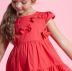 Vestido Infantil Pituchinhus Vermelho Tricoline Babados Laços Fecho Pérola