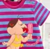 Vestido Infantil Roxo e Lilás Listras Estampado Magali Turma da Mônica Mon Sucré