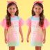 Vestido Infantil Trapézio Candy com Strass e Mangas Tule Pink Petit Cherie 