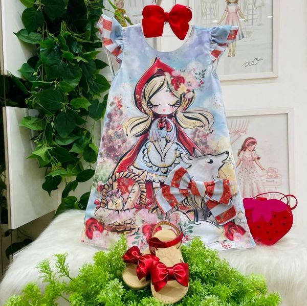 Boneca de Pano Mari com Roupa tema Chapeuzinho Vermelho
