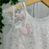 Vestido Infantil Yoyo Branco Holográfico Sobrep. Tule Floral Holográfico Borboletas Lantejoulas