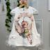 Vestido Infantil Yoyo Off White Fadinha Floral Ombros Tule Pérolas Strass Laço