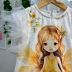 Vestido Infantil Yoyo Off White Manga Tule Frufru Pérolas Strass Fadinha Amarela Strass 