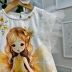 Vestido Infantil Yoyo Off White Manga Tule Frufru Pérolas Strass Fadinha Amarela Strass 