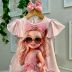 Vestido Infantil Yoyo Rosa Menina óculos Strass Laço