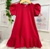 Vestido Infantil Yoyo Vermelho com Manga Bufante